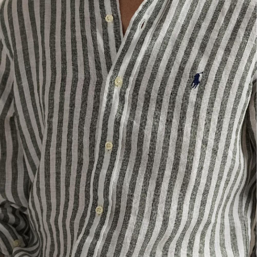 Polo Ralph Lauren Single Breasted Long Sleeve Striped Shirt Men shirts Green 710969636-001