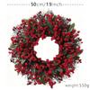 Artificial Holly Wreath With Red Berries Green Leaves Christmas Door Decor 45cm 50cm Plastic Handmade American Style