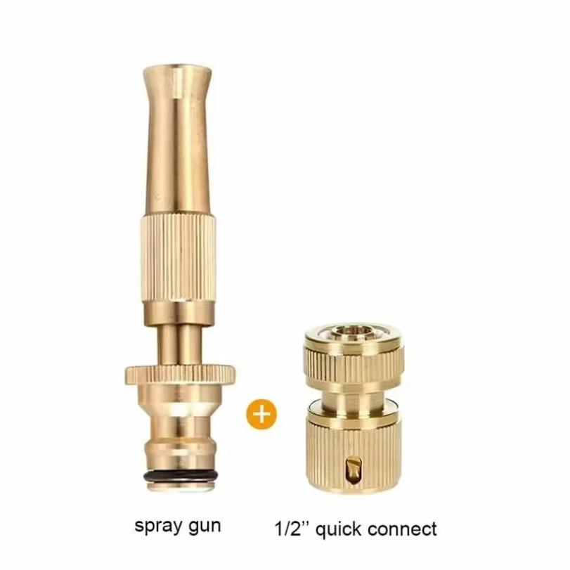 Ugello Spray Pistola ad Acqua Ottone Alta Pressione Spruzzatore a Getto Diretto Connettore Rapido Tubo Giardino Casa Pistola Regolabile