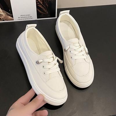 Herbst neue INS trendige Canvas-Schuhe Damen dicksohlige erhöhende weiße Schuhe Student runde Zehenpartie mit Damenschuhen