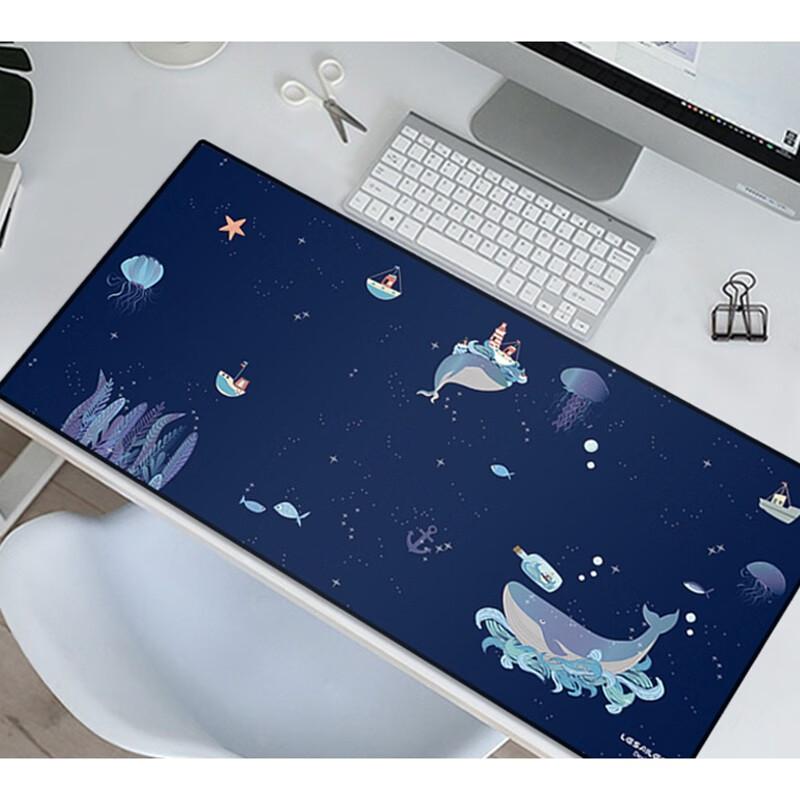LESAILES Whale Game E-Sports Mouse Pad, Extra Large Computer Keyboard Desk Mat, Easy to Clean, 900*400*3mm
