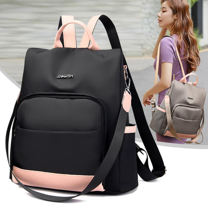Letter Patched Backpack for Women, Simple Plain Large Capacity Travel Backpack, Anti-theft Convertible Casual Shoulder Bag