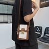 Small Square Bag Women's Rhombus Pattern Color Matching Shoulder Messenger Bag Simple Mini Women's Mobile Phone Bag Trendy Messenger Bag