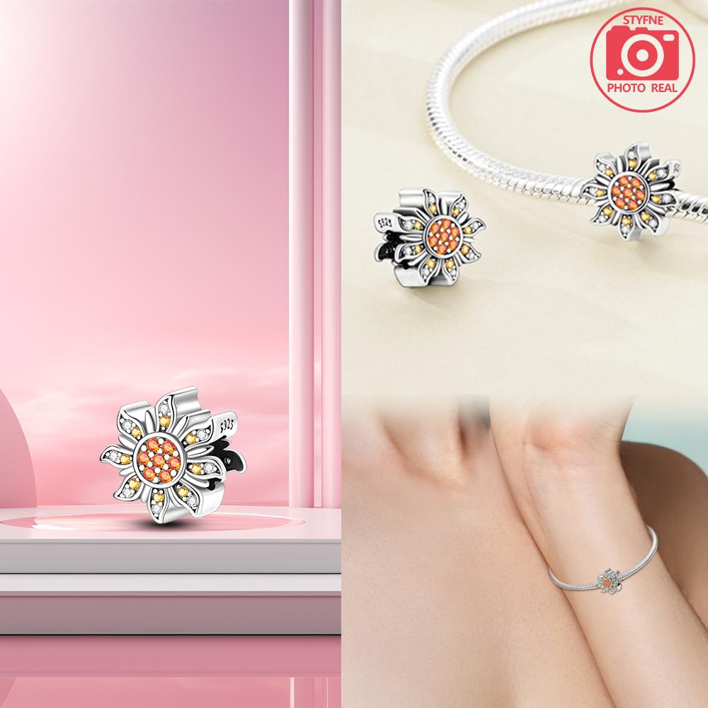 Sunflower Peach Heart Beads Copper Plated For Charms Copper Plated Original Bracelet For Jewelry Making