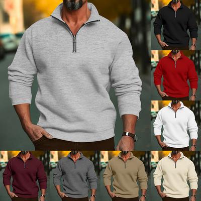 Neues Herren-Freizeit-Sweatshirt mit Stehkragen und Reißverschluss, lockere Passform, Herren-Fleece-Kapuzenpullover