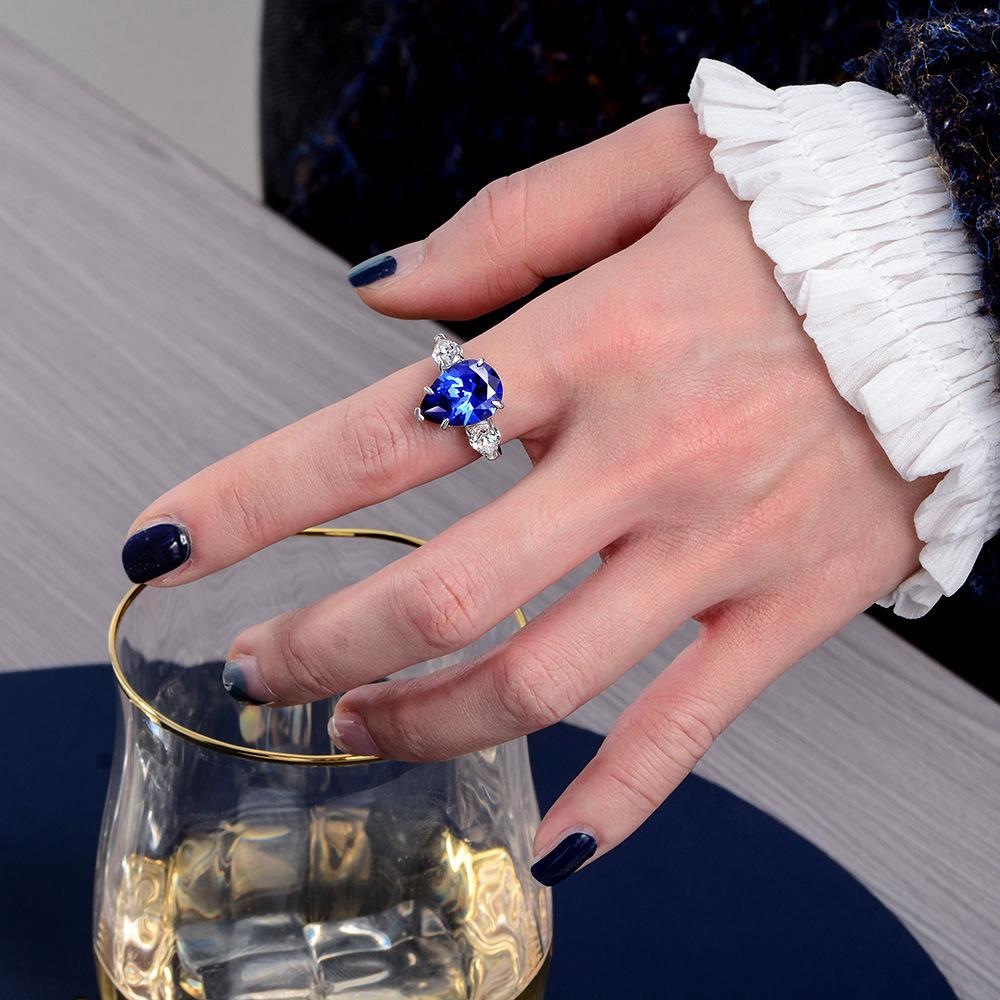 Gica Gema Silber 925 Schmuck Klassische Personalisierte Wasser Tropfen blau Ring Für Frauen Weibliche Edlen Schmuck Modische High Grade Geschenk Hochzeit Engagement