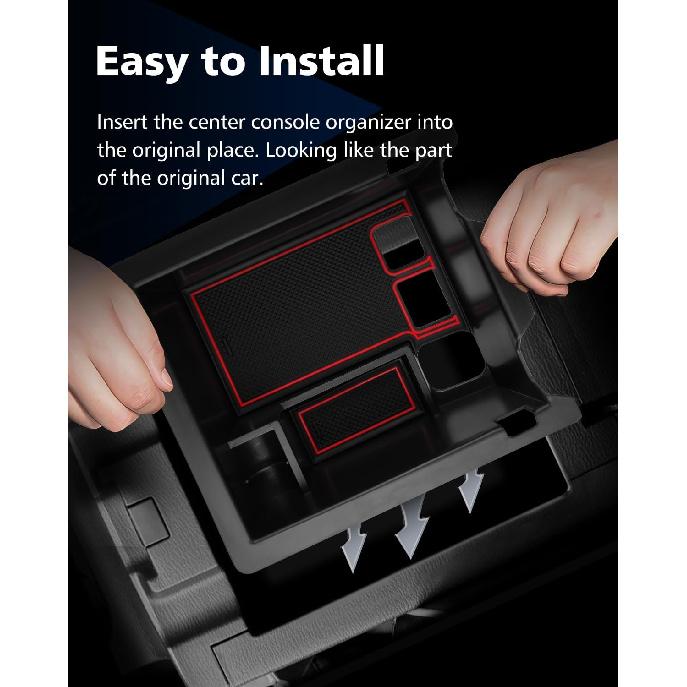 FIILINES Center Console Organizer with Anti-Slip Mats for CX-5 CX5 2017-2025, Console Tray Secondary Armrest Storage Box ABS Insert Container