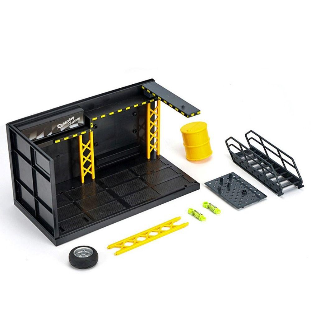 DlY Scene Car Garage Model Diecast Zinc Zinc Alloy Car Model Display Lighting Parking Lot  Kids Toy