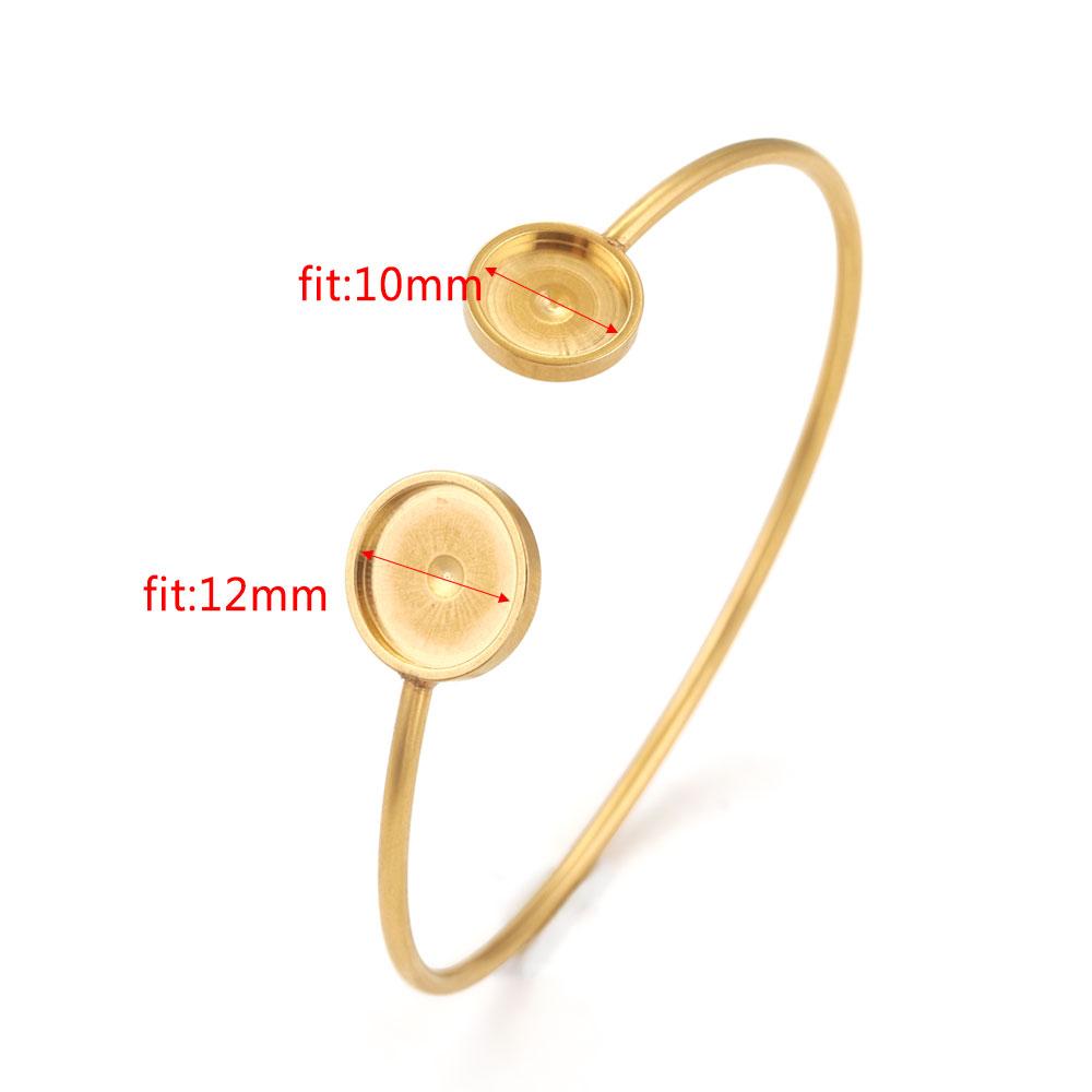 2 Stück Verstellbare Edelstahl Goldplattierte Armbänder Schmuckzubehör Passend für 12mm Cabochon Basis DIY Armband zur Schmuckherstellung