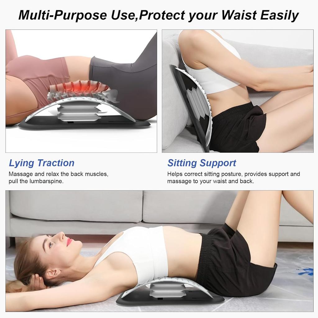 ZhanHao Back Stretcher for Lower Back Pain Relief,Adjustable Lumbar Traction Device, Ergonomic Spine Board with Acupressure Points,Back Massager for