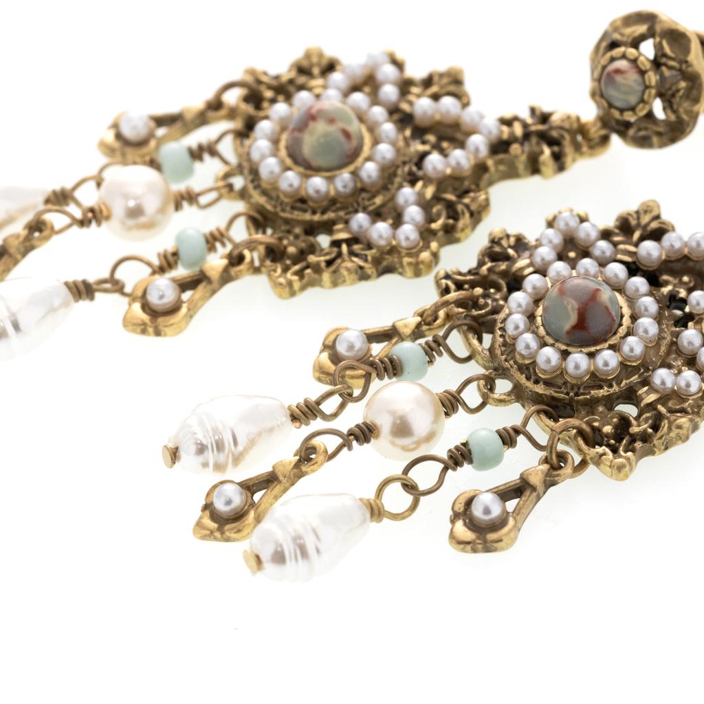 Diamond Water Drop Glazed Fringed Earrings Literary And Retro Design Versatile Stud Earrings Fashion High Sense Antique Earrings