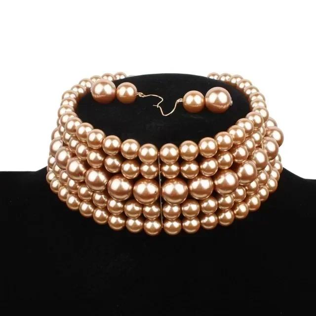 Women Summer Fashion Simple Multi-layer White Imitation Pearl Wide Bib Necklace Jewelry Charm Creative Gifts Jewerly Accessories