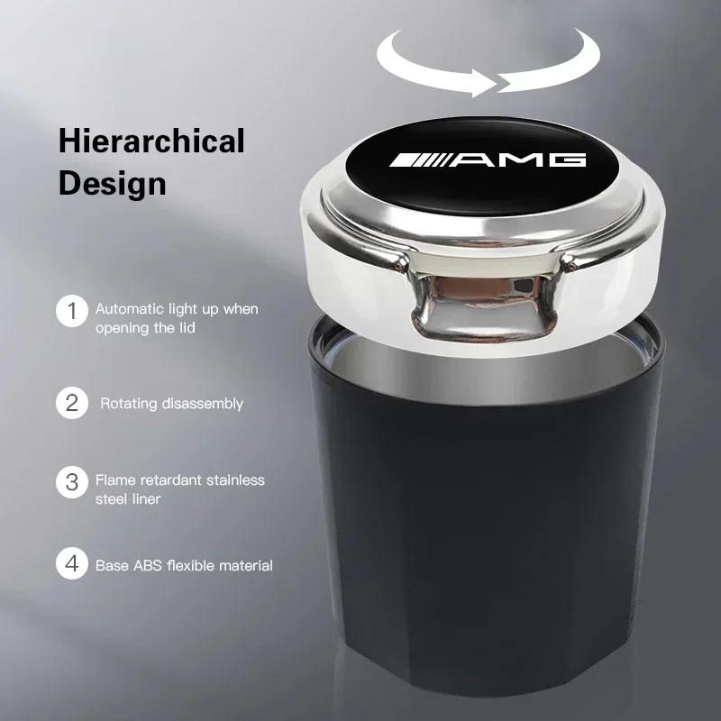 New C200 E200  For Mercedes Benz Car Interior Ashtray LED Light Portable Smoke Ashes Holder For Mercedes Benz AMG W206 W211 W203