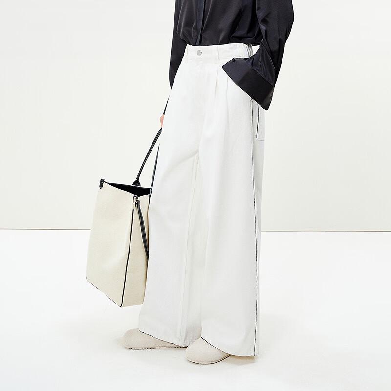 

LESS 2025 Spring Casual Cotton Loose Wide-Leg Denim Pants S