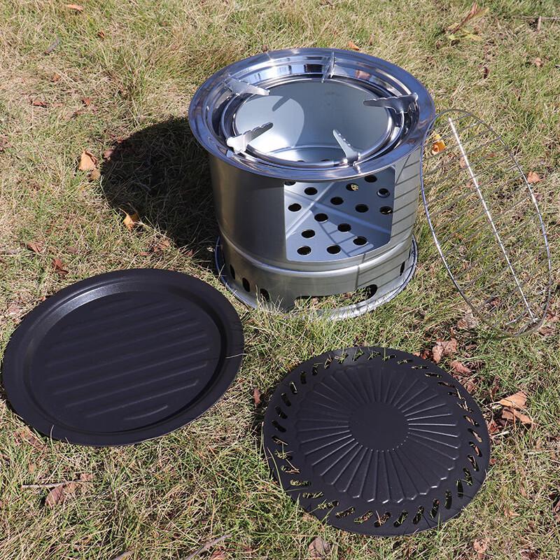 Portable Folding Outdoor Wood Burning Stove & BBQ Grill Set Configuration 1