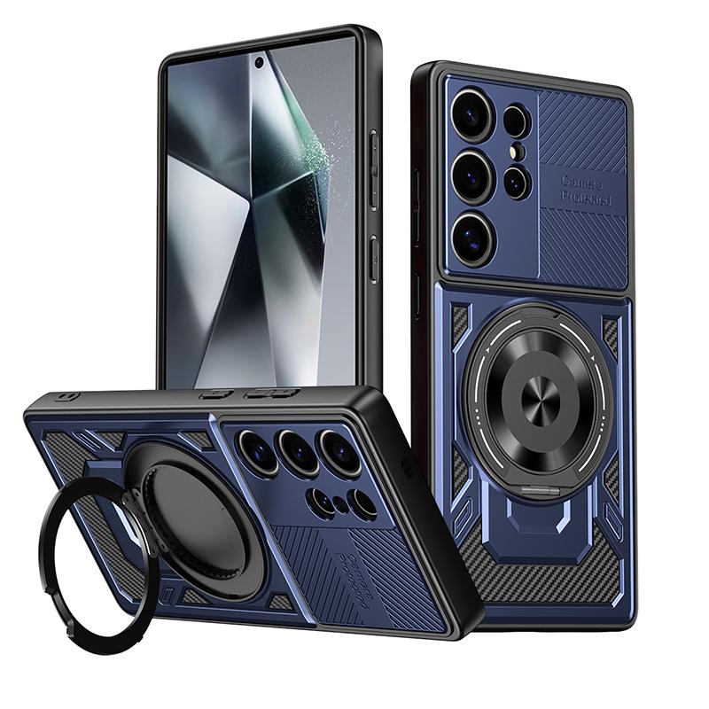 For Magsafe Magnetic 360 ° Rotat Metal Car Bracket Ring Armor Phone Case For Samsung S25 Ultra S23 S20 S21 S22 S24 Ultra Plus FE