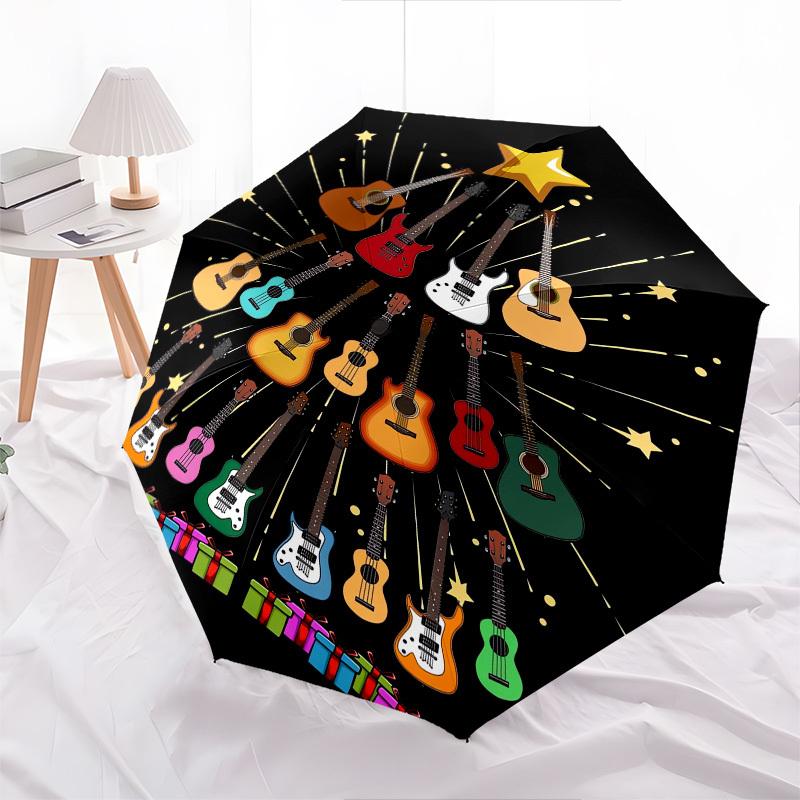 Guitar Christmas Tree- Automatic Umbrella,Suitable for Men and Women, Outdoor Accessories, Suitable for Birthdays 1013b