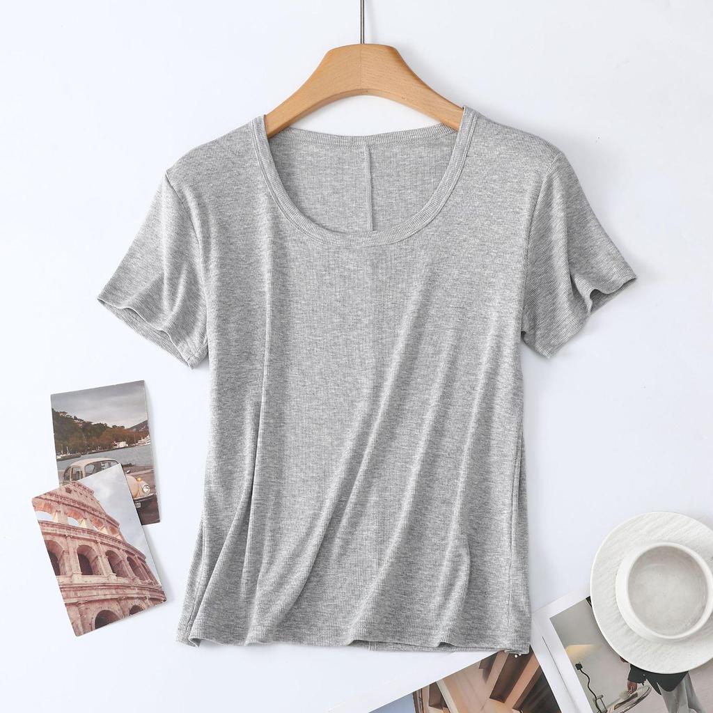 2026 Women’s Slim Fit Lightweight Round Neck Tencel Short Sleeve Ice Silk Top