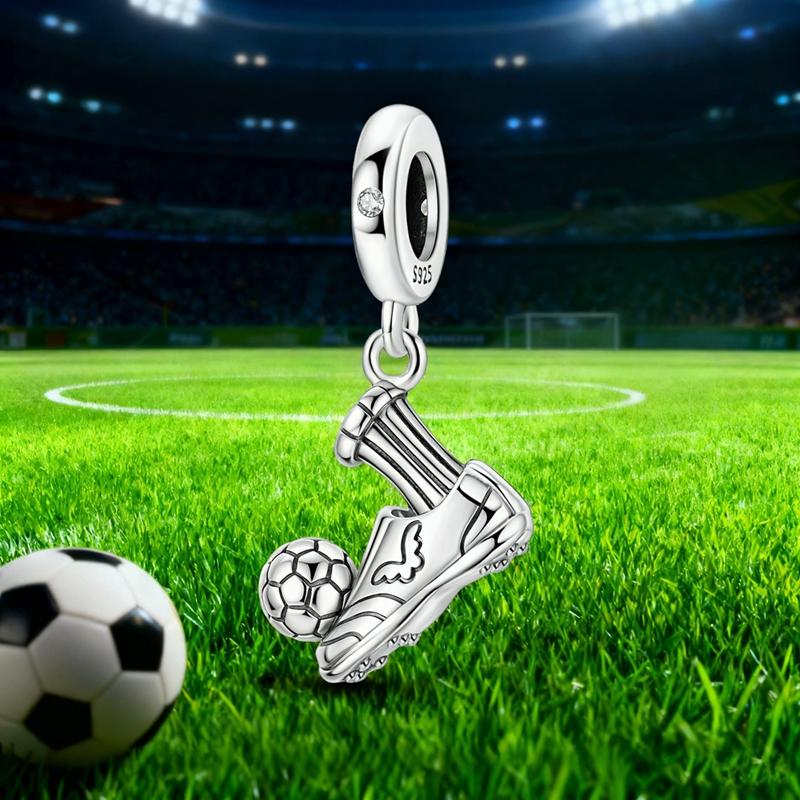 925 Silver Football Jersey Sports Pendant Trophy Charm Beads Fit 925 Original Bracelet DIY Birthday Jewelry