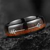 8MM Men's Koa Wood Inlay Stainless Steel Ring Unique Silver Arrow Steel Rings For Gift Luxury Party Wedding Band Jewelry Gift