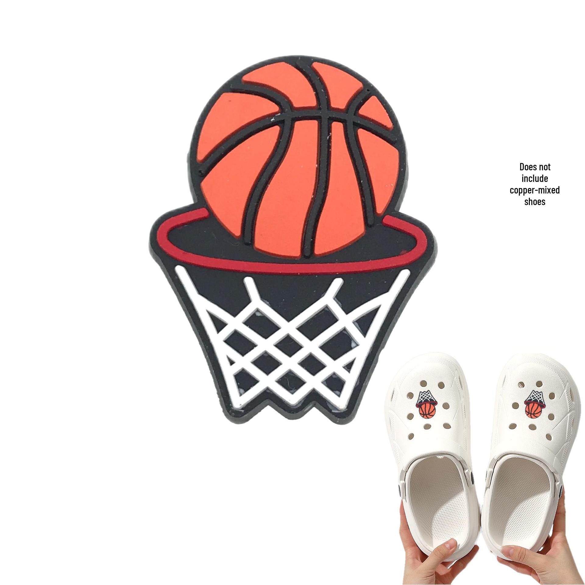 Basketball Shoe Buckle & Cartoon PVC Shoe Charms Set for Hole Shoes