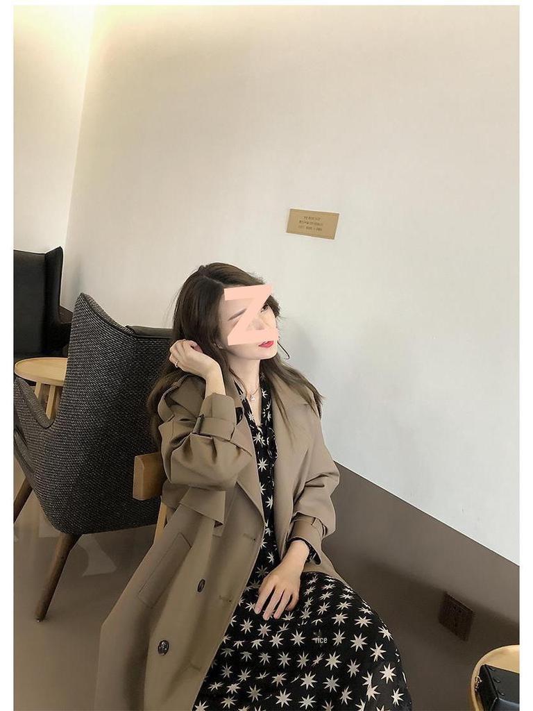 Damski jesienny płaszcz trencz z drapowaniem 2025: Średniej długości, Styl brytyjski, Za kolano, Bogini szyk