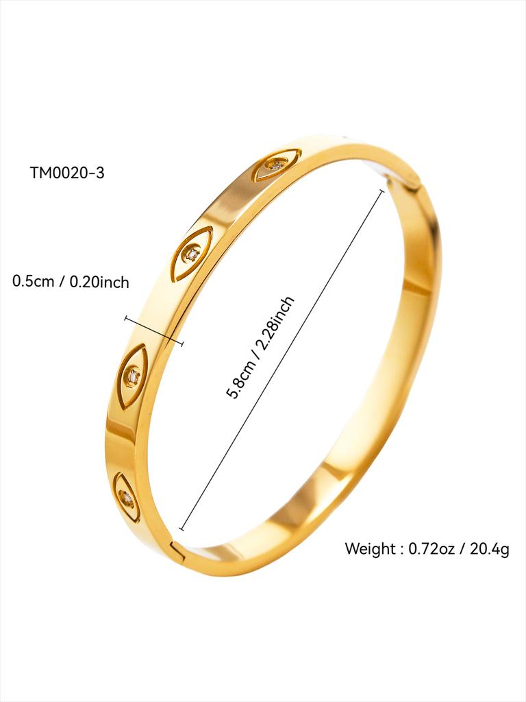 Fashionable And Classic Matching Stainless Steel Four-Leaf Clover, Devil'S Eye, Five-Leaf Clover With Zirconia Snap Bracelet