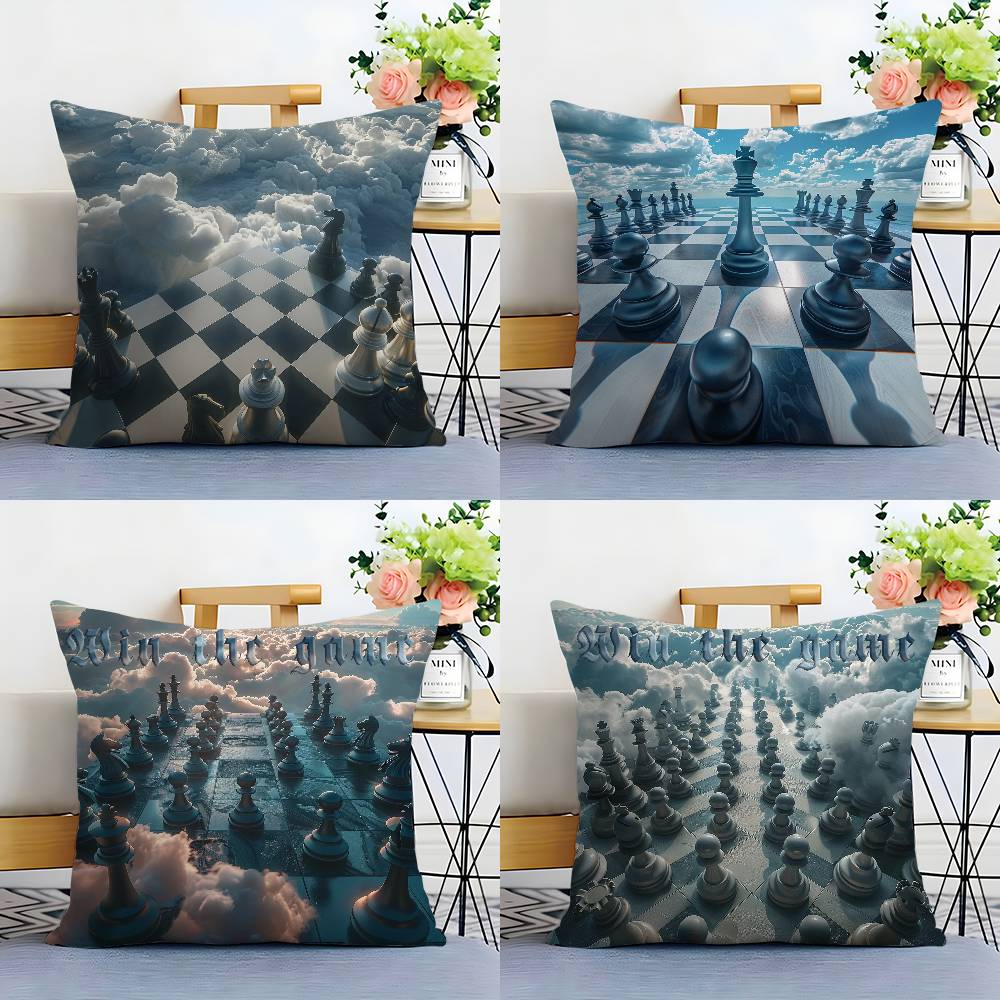 Home Decor Cloudy Chessboard: Win the Game Pillow Cover Pattern Cushion Cover Suitable for Sofa Bedroom Car Pillow Cover
