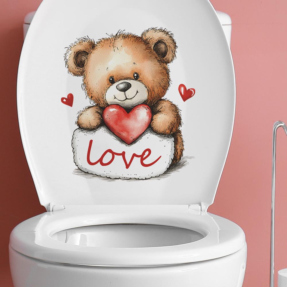 Valentine's Day Cute Bear Love Bathroom Bathroom Home Beautification Stickers