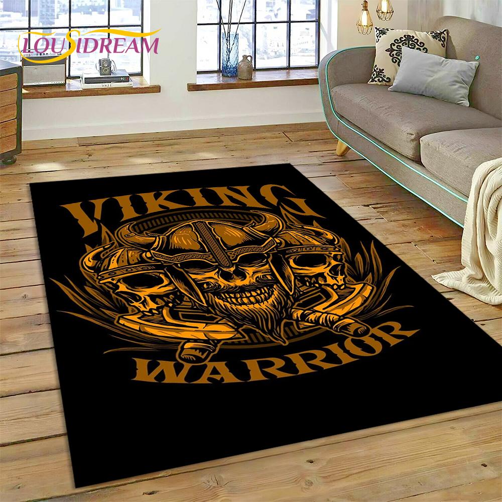 Viking Odin Valhalla Nordic Mythology Symbols Carpet Rug for Home Living Room Bedroom Sofa Doormat Decor,kids Non-slip Floor Mat