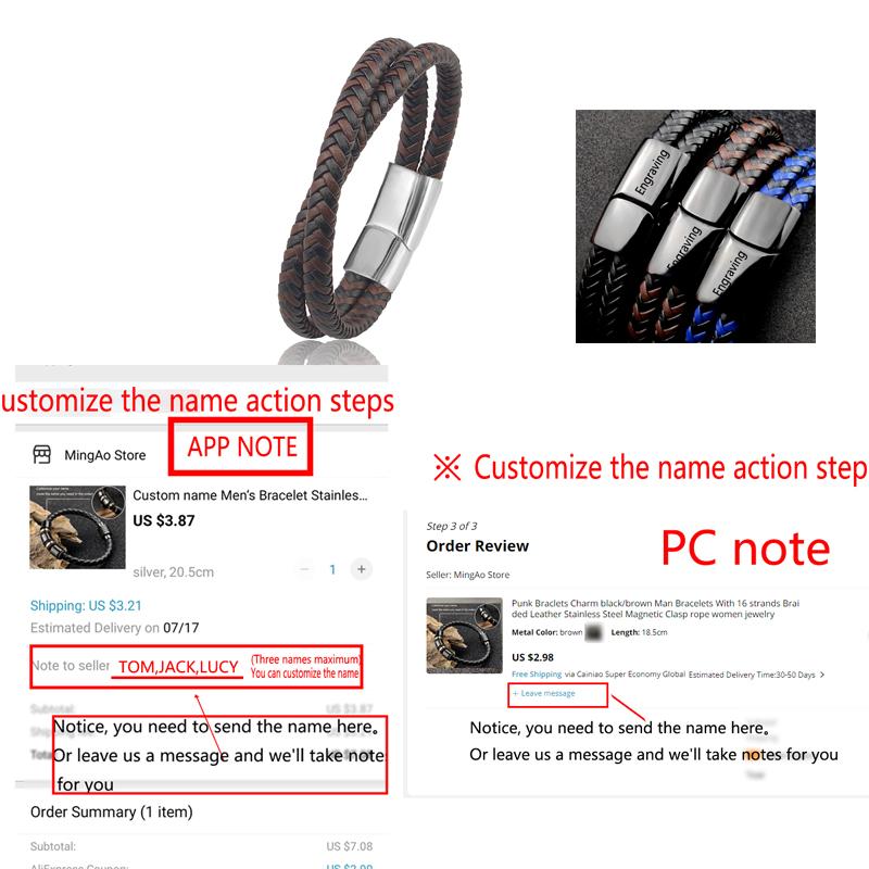 Titanium Steel Bracelet Double Layer Brown Black Leather Braided Rope Man High Quality Stainless Steel Magnetic For Women Gift