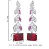 Huamei Jewelry Earrings 925 Pure Silver Needle Emerald Zircon Imitation Red Corundum
