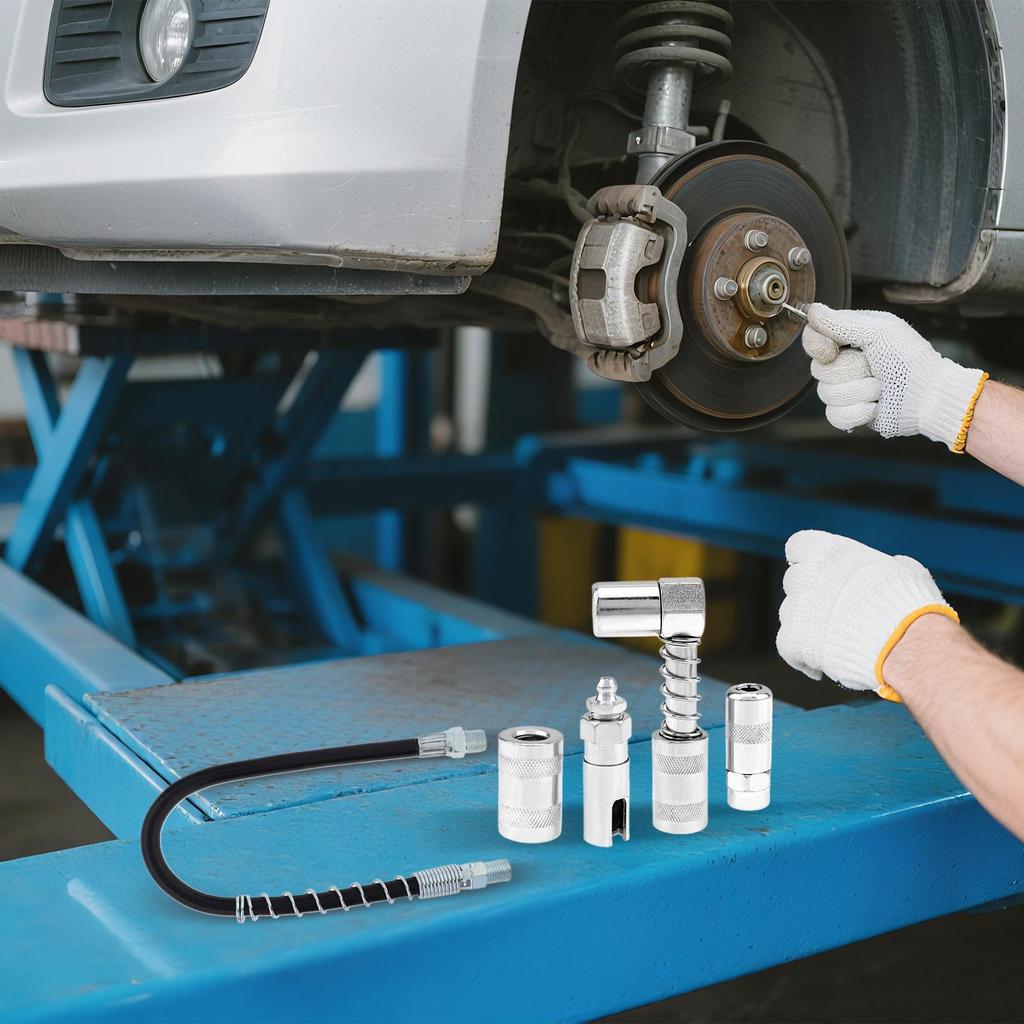 Fettpresse Schmierzubehör Fettpresse Schlauch-Set mit Anschlüssen Fahrzeugwartung Kohlenstoffstahl Zubehör für