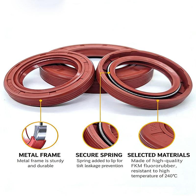 TC40/42/45FKM Skeleton Oil Seal Double Lip Spring High Temp Wear Resistant