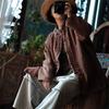 Retro Literary Chinese-Style Stand-Up Collar Frog Button Loose Cotton Coat for Women