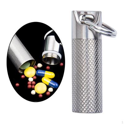 Portable Waterproof Box Bottle Holder Titanium Keychain Seal Dispenser for Hiking, Camping, Travel,