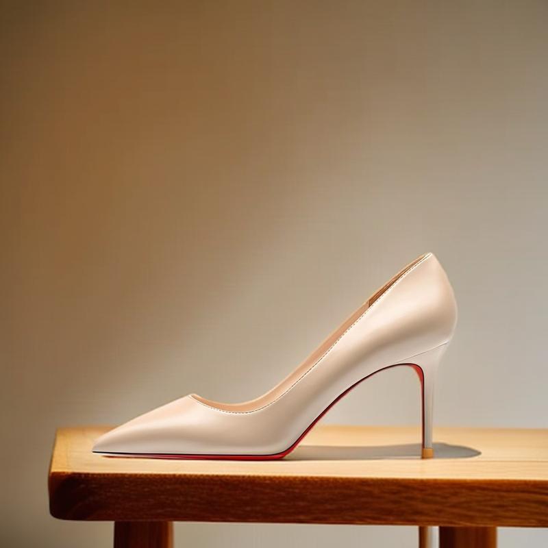 Lys nude svart matt skinn med spiss 12 cm ultrafin hæl høyhælsko, moteriktige og allsidige profesjonelle sko