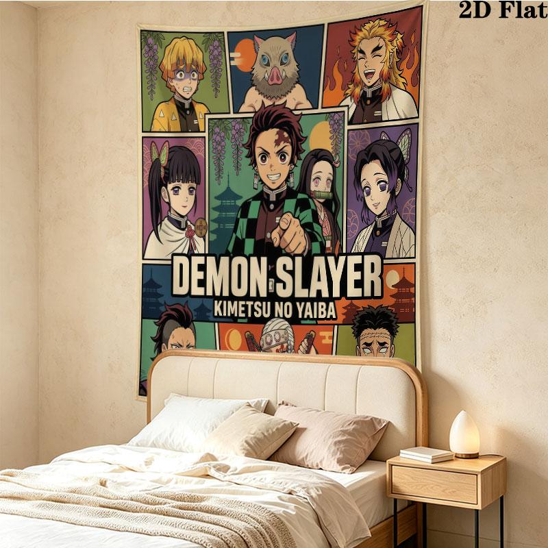 Клинок, рассекающий демонов Kimetsu No Yaiba Настенный гобелен Эстетичный настенный подвес Печатный тканевый плед Декоративные гобелены для спальни гостиной Домашний декор