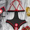European & American Sexy Cutout Bodysuit Maid Nurse Role Play Costume Lingerie Set for Women