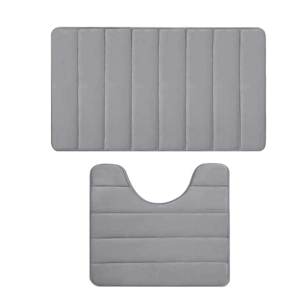 Coral Fleece Floor Mat Toilet 2pc/3pc Set, Absorbent Floor Mat, Carpet,Dirt Resistant, Non Slip Foot Mat, Household Bathroom, Bathroom Entrance Mat