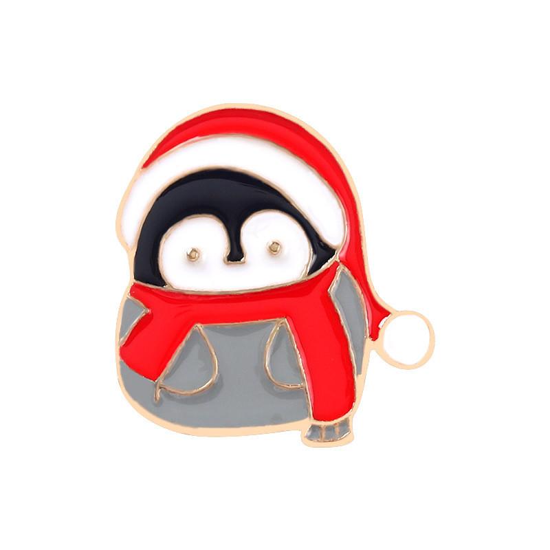 

Chubby Cute Playful Christmas Penguin Badge Eyecatching Metal Brooch For Sweater Style SXZ049