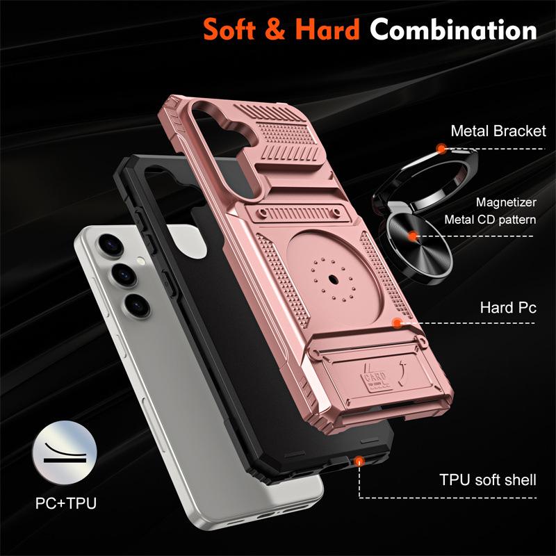 Samsung S25FE Phone Case with Card Slot, Compatible with A17, A26, A56, S24, A25, A35, S23+