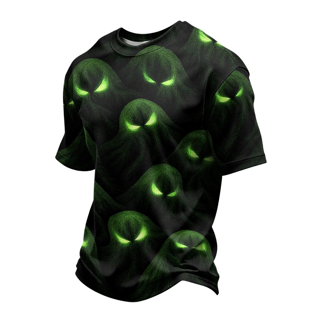Men’s Casual Printed Crew Neck Lightweight Breathable Short Sleeve Shirt Halloween Themed Graphic Top Comfortable Fit