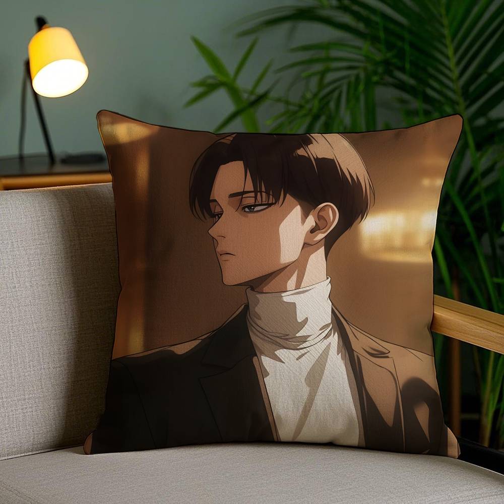 Аниме Леви Аккерман Атака Титанов-Т Наволочка Защита от пылевых клещей Наволочка Невидимая молния Шелковистый короткий плюш Чехол для подушки дивана 12x12Inch