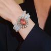 Flower Multilayer Jewelry Set Inlaid Rhinestone Clavicle Chain Pearl Necklace Earring Set  Women