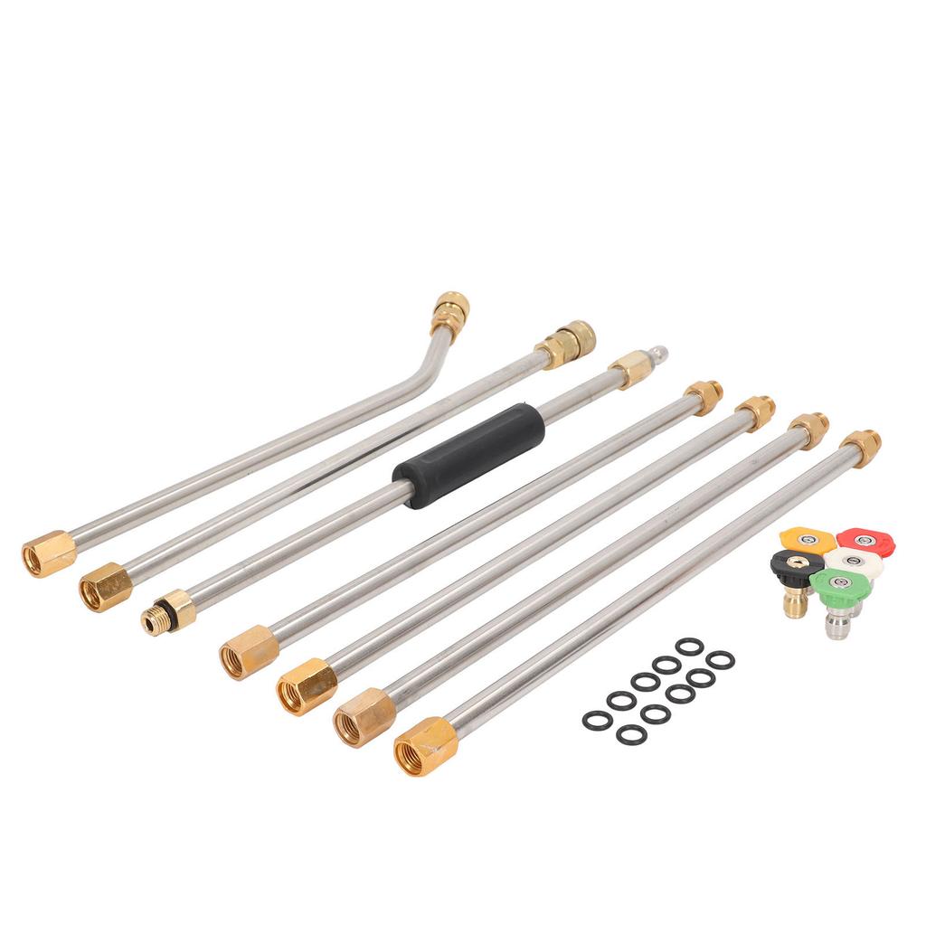 High Pressure Power Washer Extension Wand Set 4000PSI Gutter Cleaning Tool with 5 Nozzle Tips for Car