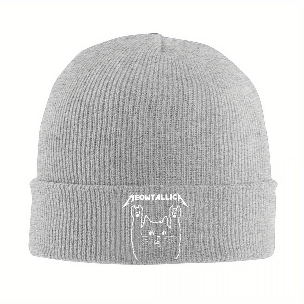 Meowtallica Funny Cat Shirt X Joy Collection Classic Knitted Hat Beanies Autumn Winter Hat Meowtallica Cat Rock Music Caps