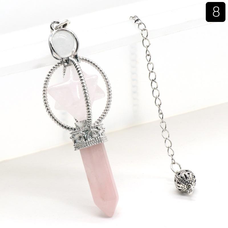 Crystal Merkaba Star Stone Hexagon Pendulums Dowsing Divination Natural Amethyst Quartz Healing Sceptre Reiki Pendlum Pendants розовый кварц