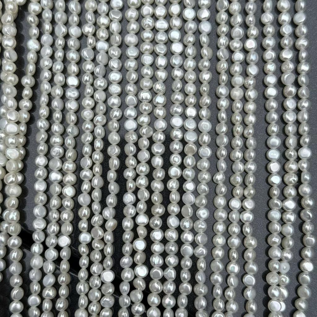 1String, White Natural Freshwater Pearls, Handmade Nugget Pearl Beads for Jewelry Making DIY Crafts (Beads 3-4mm, Length 36cm)