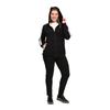 Fierte Women's Large Size Jacket Lm45011 Zipper Closure Seasonal Hood Stripe Detail Double Pocket Long Sleeve Sports Tracksuit Top Anthracite Black